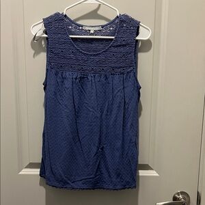 Daniel Rainn Blue Sleeveless Lace Blouse